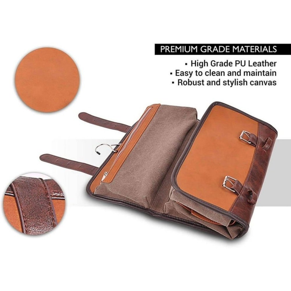 🆕 Brown and Tan Leather Men's Bag - Picture 5 of 7
